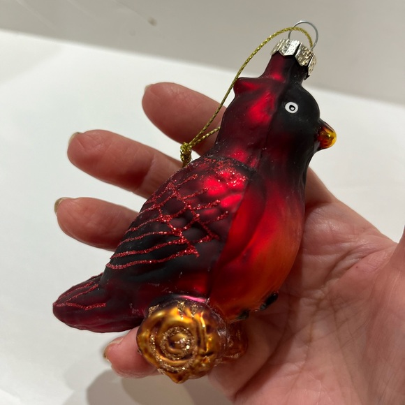 Old World Christmas Red Bird on branch ornament size 3.5” Shimmery - Picture 4 of 7